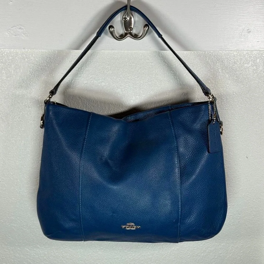 Blue Coach purse with silver hardware